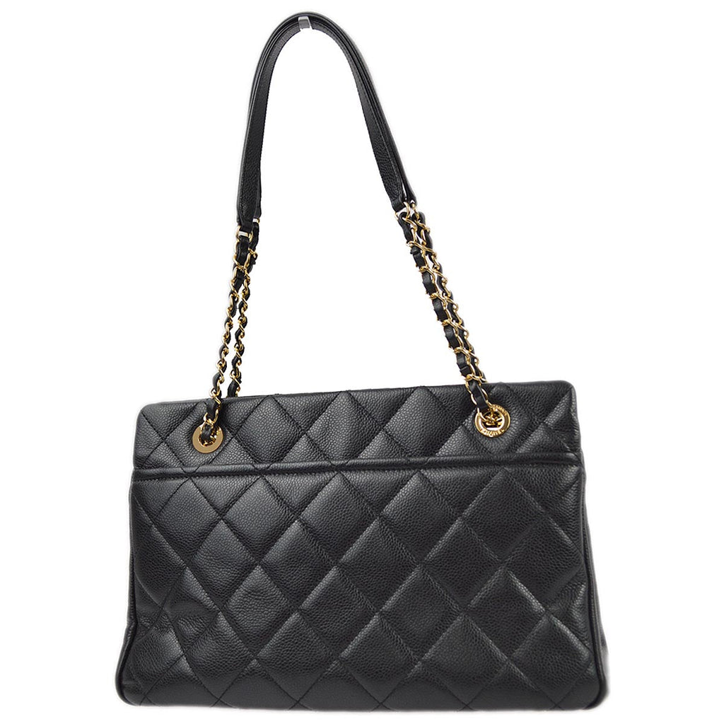 Chanel 2013-2014 Black Caviar Skin Shoulder Tote Bag