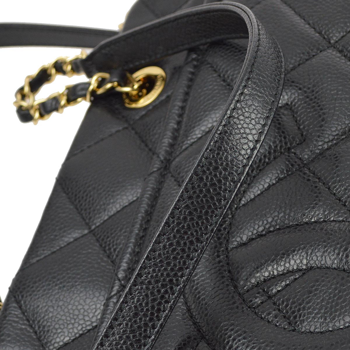 Chanel 2013-2014 Black Caviar Skin Shoulder Tote Bag