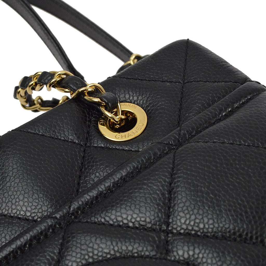 Chanel 2013-2014 Black Caviar Skin Shoulder Tote Bag