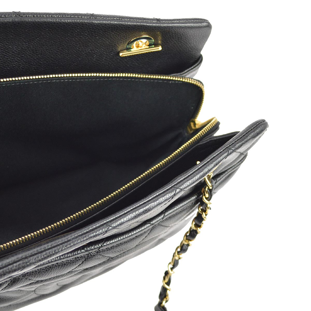Chanel 2013-2014 Black Caviar Skin Shoulder Tote Bag