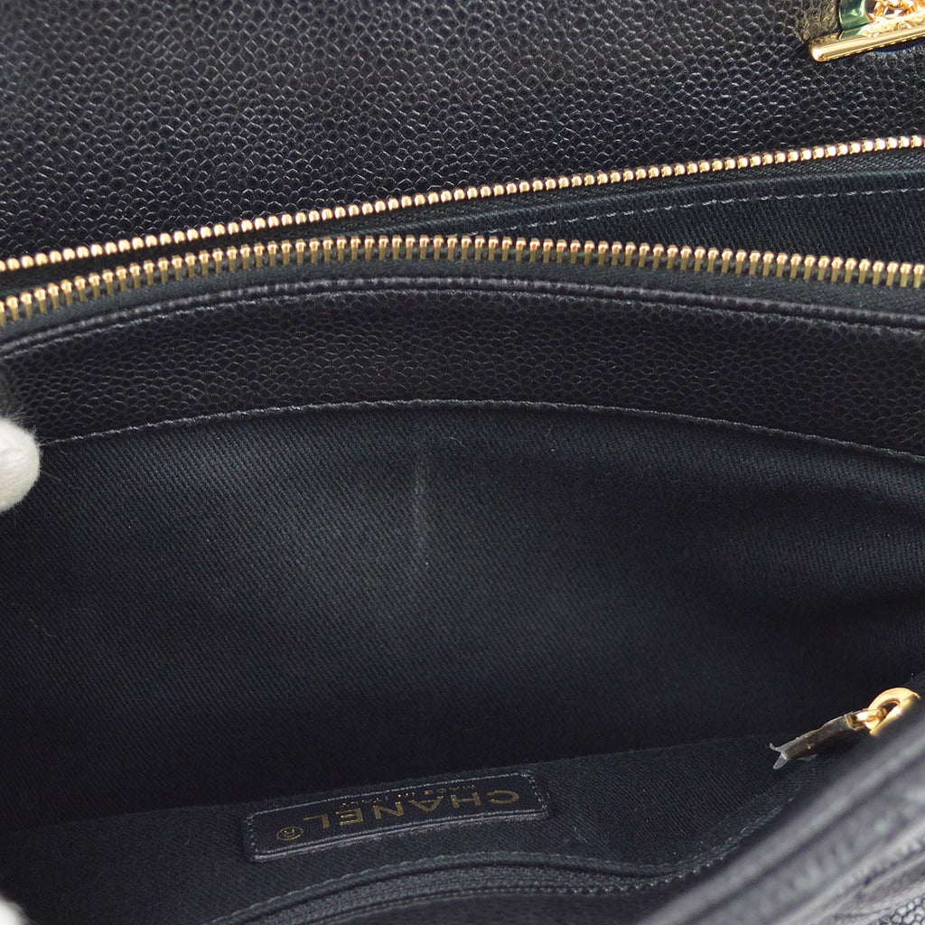 Chanel 2013-2014 Black Caviar Skin Shoulder Tote Bag