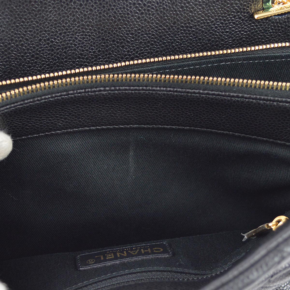 Chanel 2013-2014 Black Caviar Skin Shoulder Tote Bag