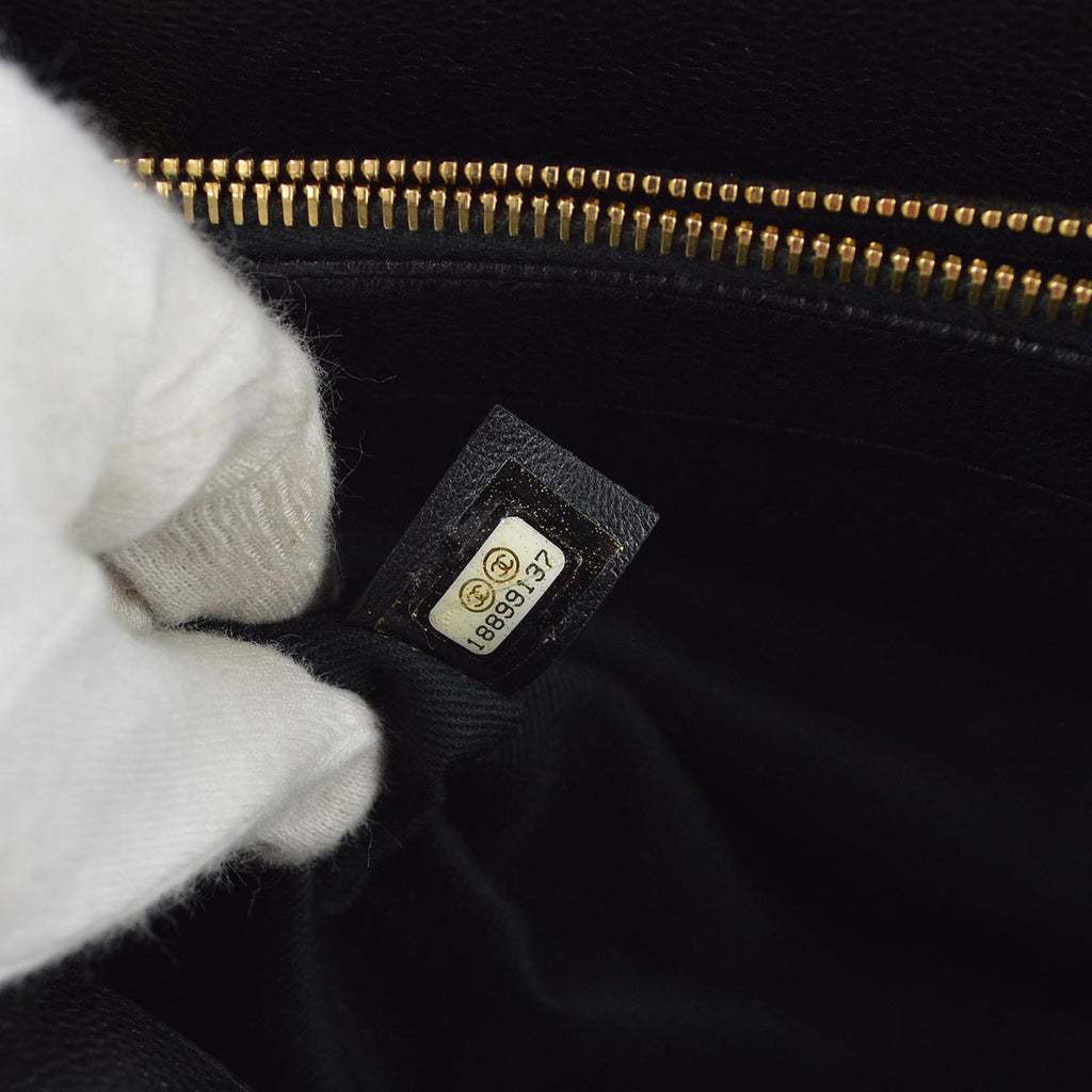 Chanel 2013-2014 Black Caviar Skin Shoulder Tote Bag