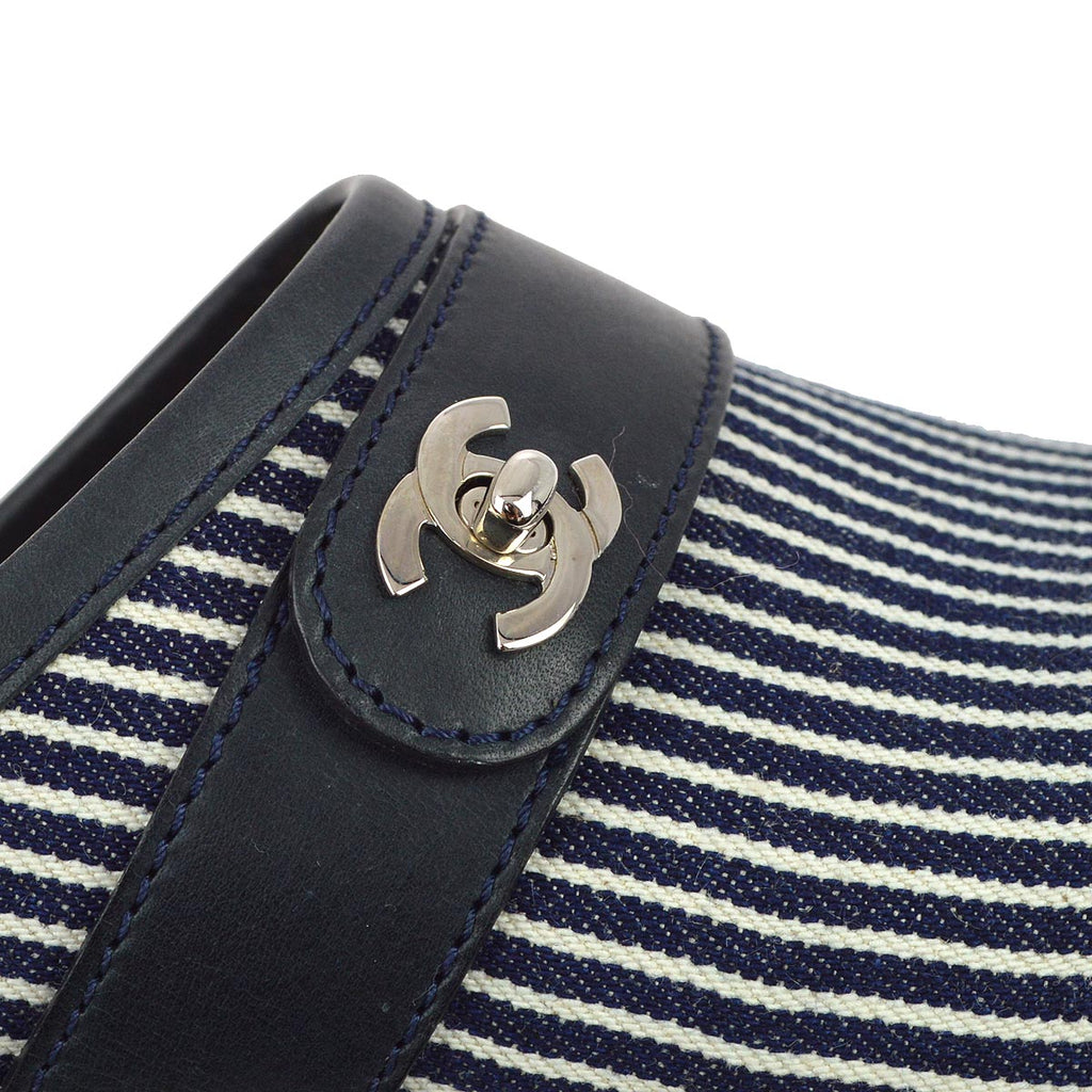 Chanel Navy Turnlock Sabot Shoes #35