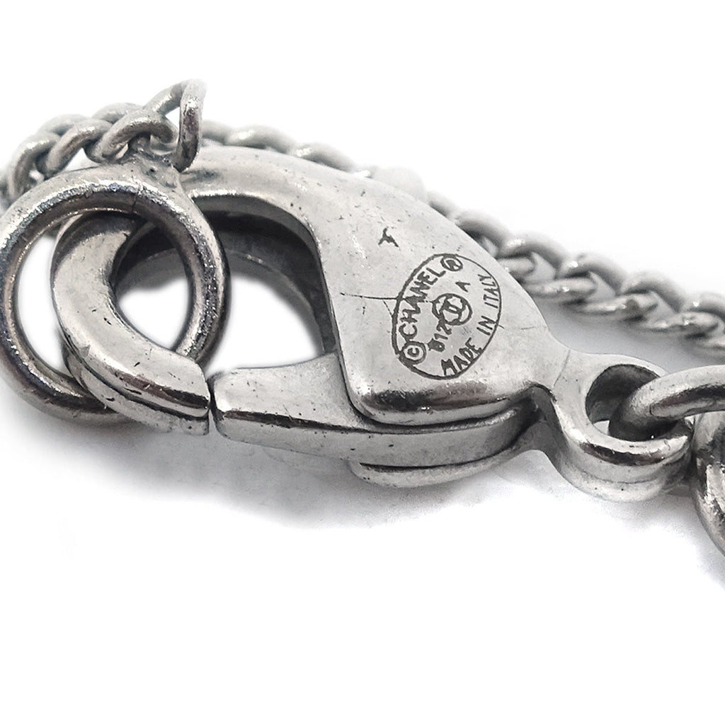 Chanel 2012 Silver Necklace Pendant Rhinestone B12A