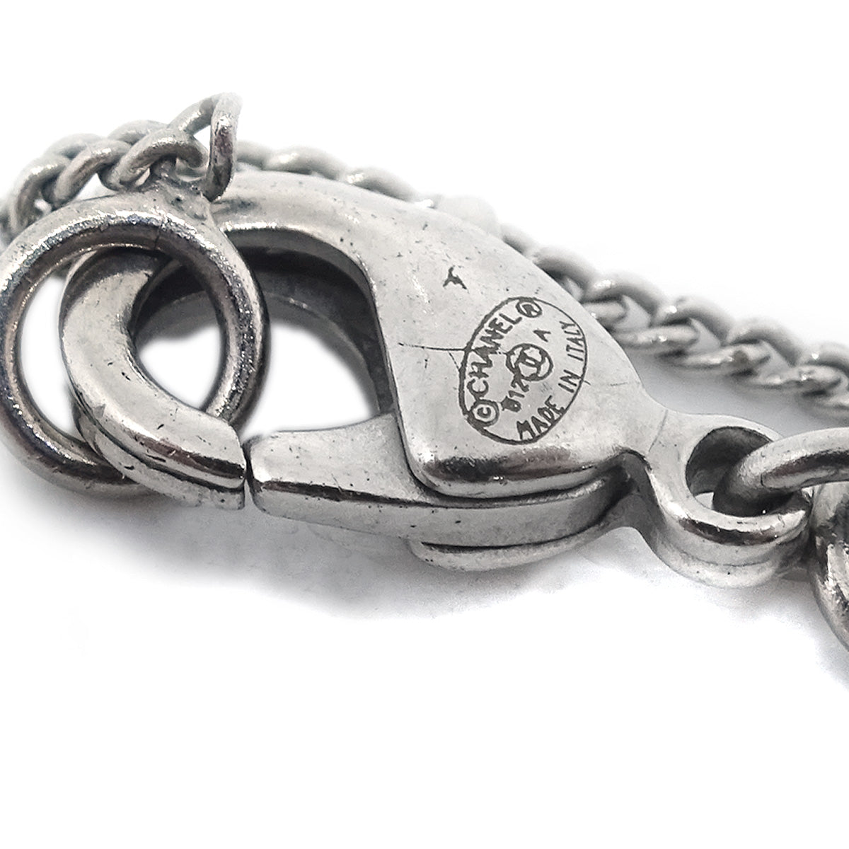 Chanel 2012 Silver Necklace Pendant Rhinestone B12A