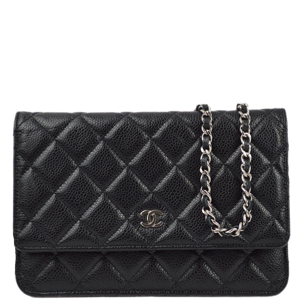 Chanel 2019 Black Caviar WOC Chain Wallet