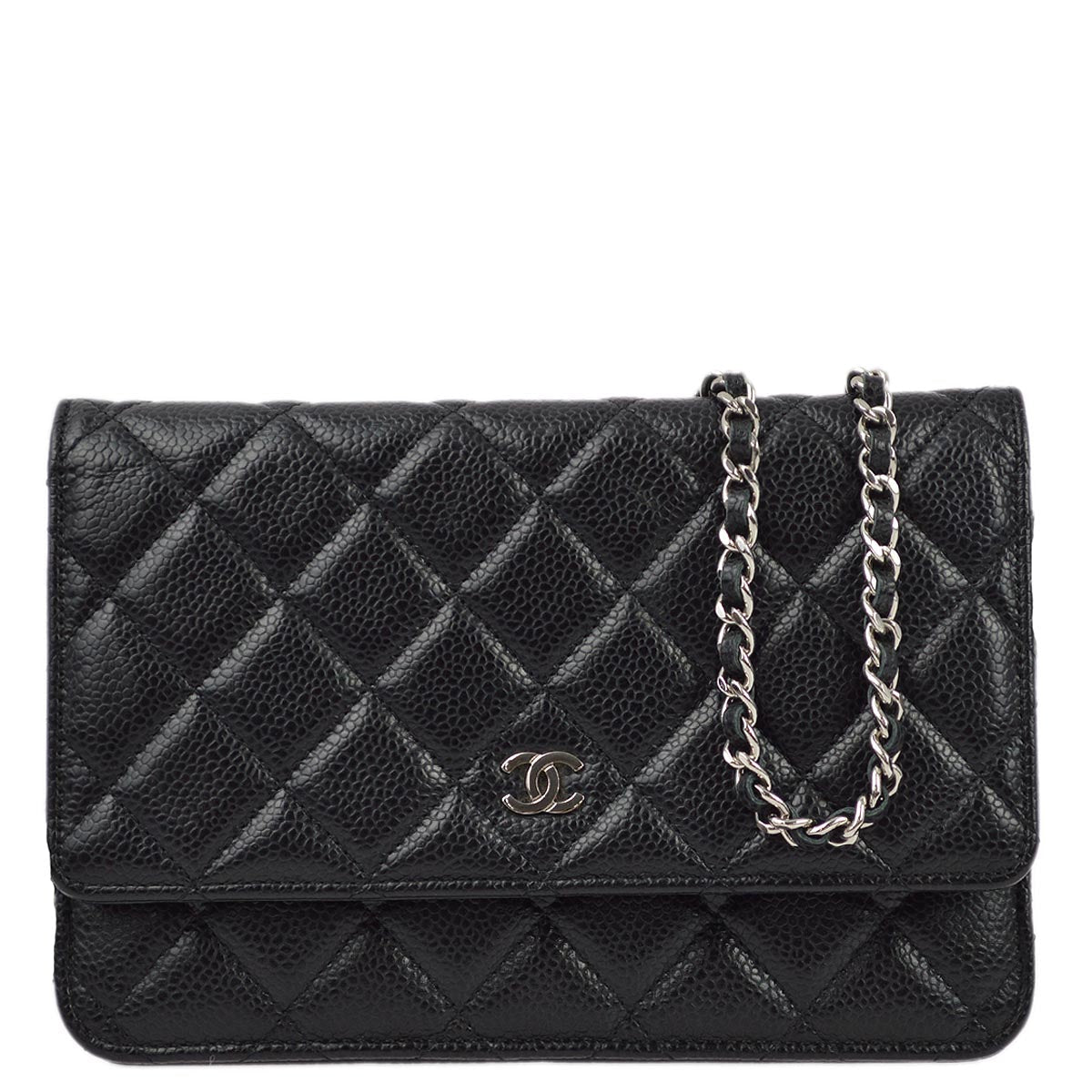 Chanel 2019 Black Caviar WOC Chain Wallet