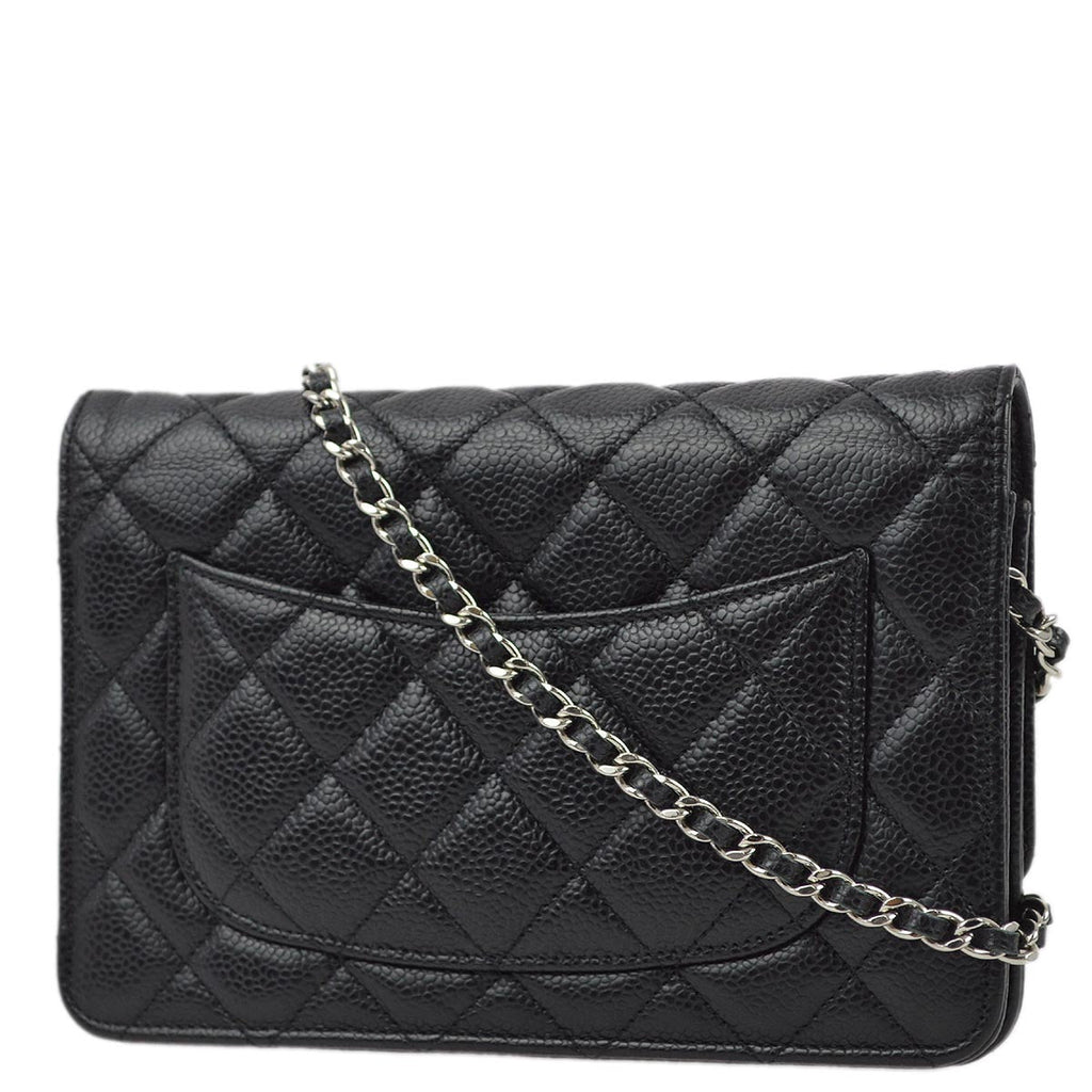Chanel 2019 Black Caviar WOC Chain Wallet
