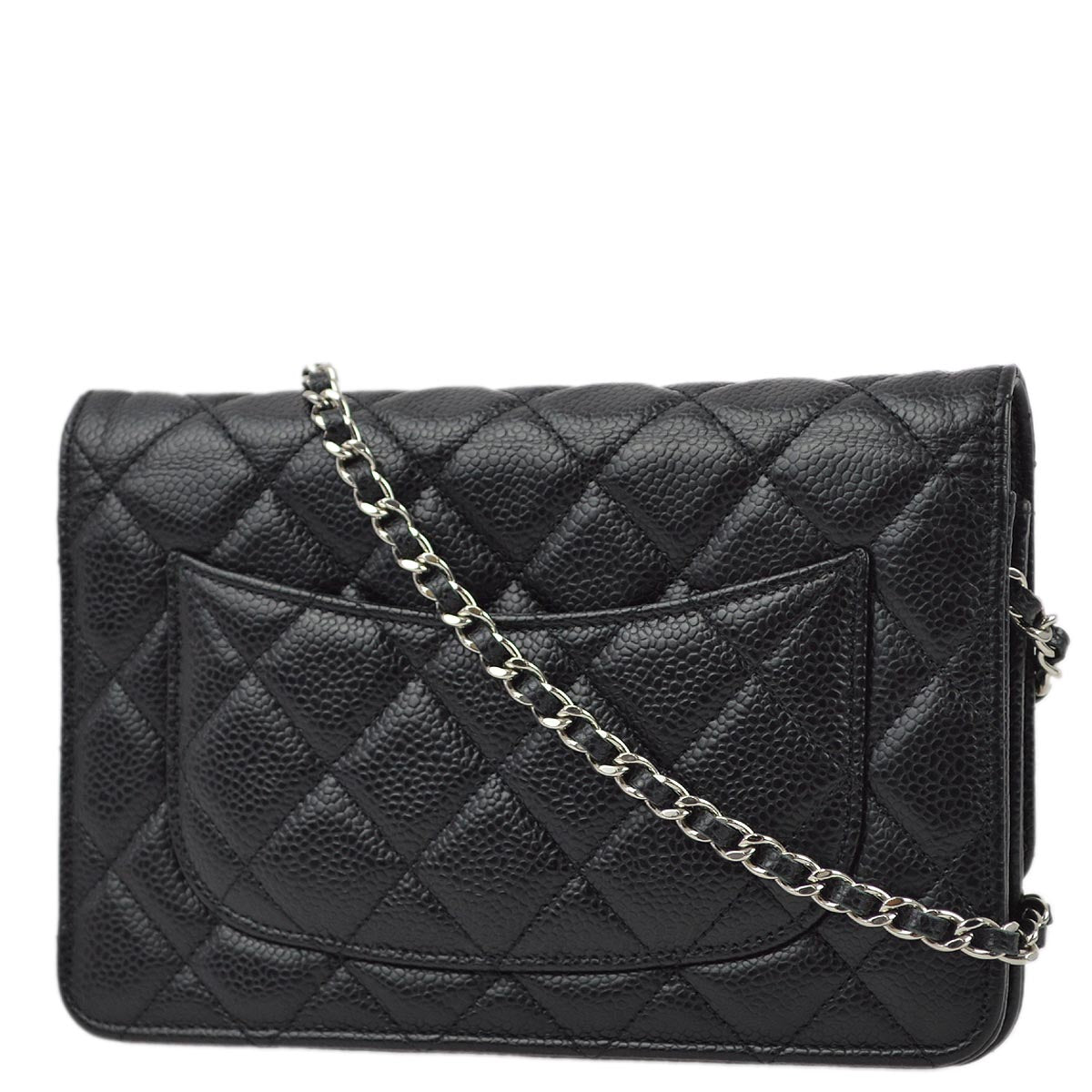 Chanel 2019 Black Caviar WOC Chain Wallet