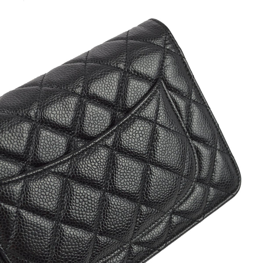 Chanel 2019 Black Caviar WOC Chain Wallet