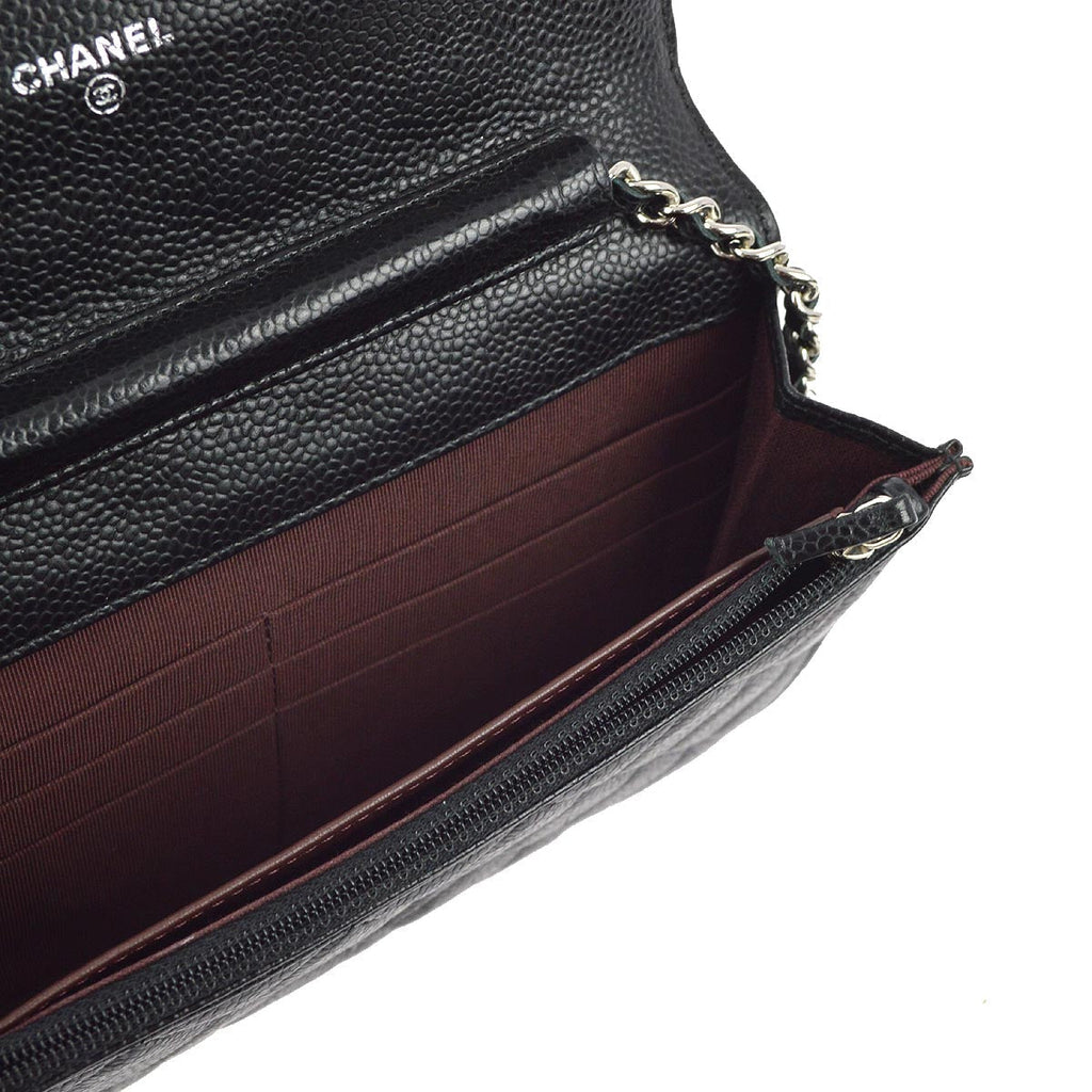 Chanel 2019 Black Caviar WOC Chain Wallet