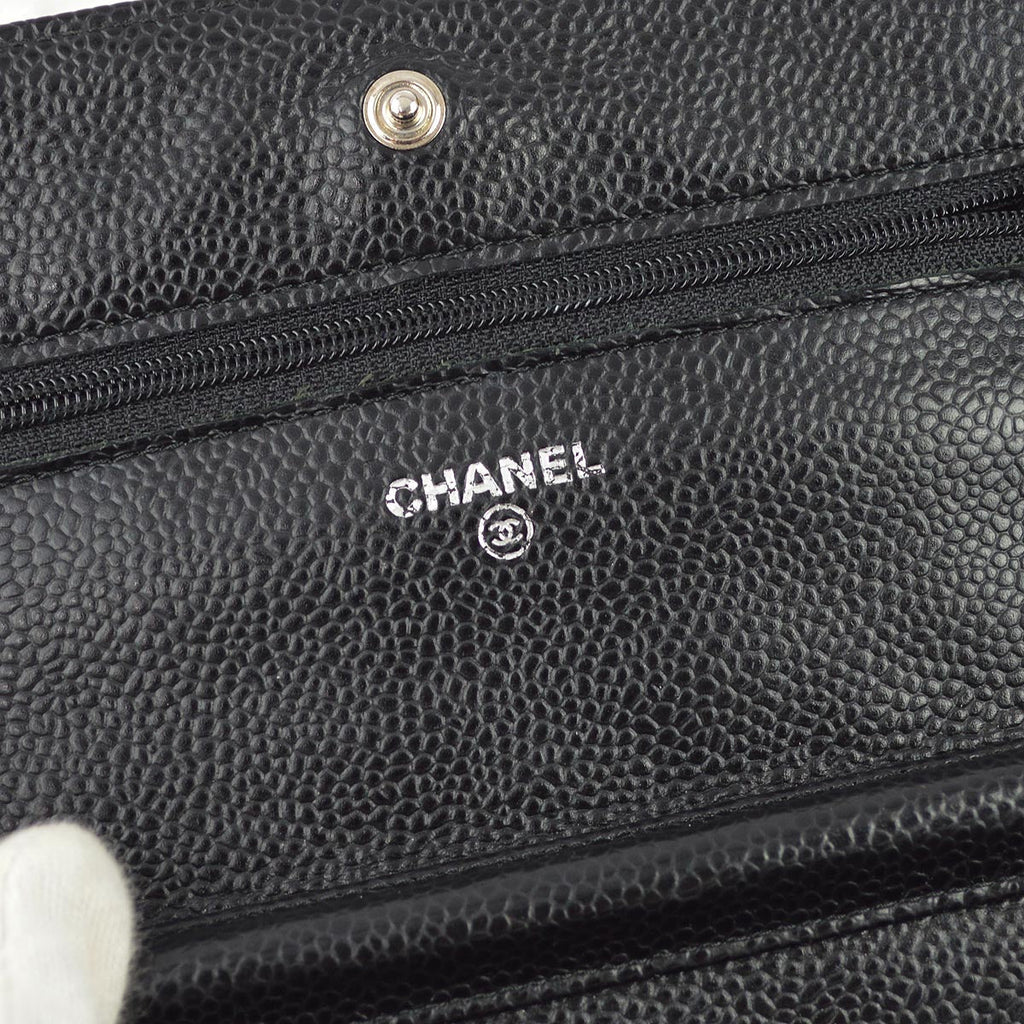 Chanel 2019 Black Caviar WOC Chain Wallet