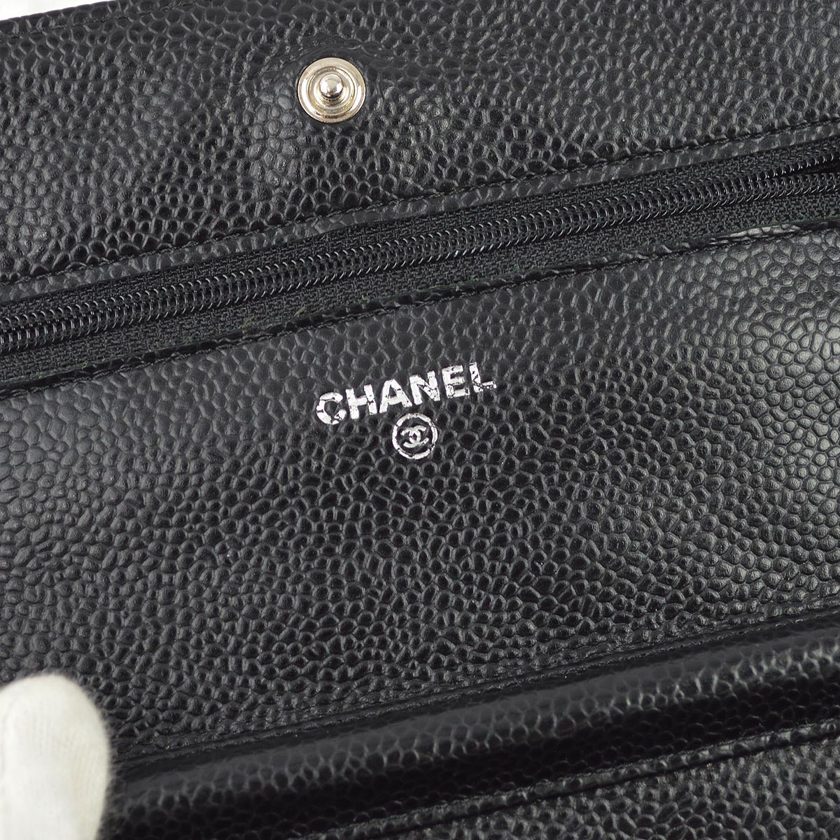 Chanel 2019 Black Caviar WOC Chain Wallet