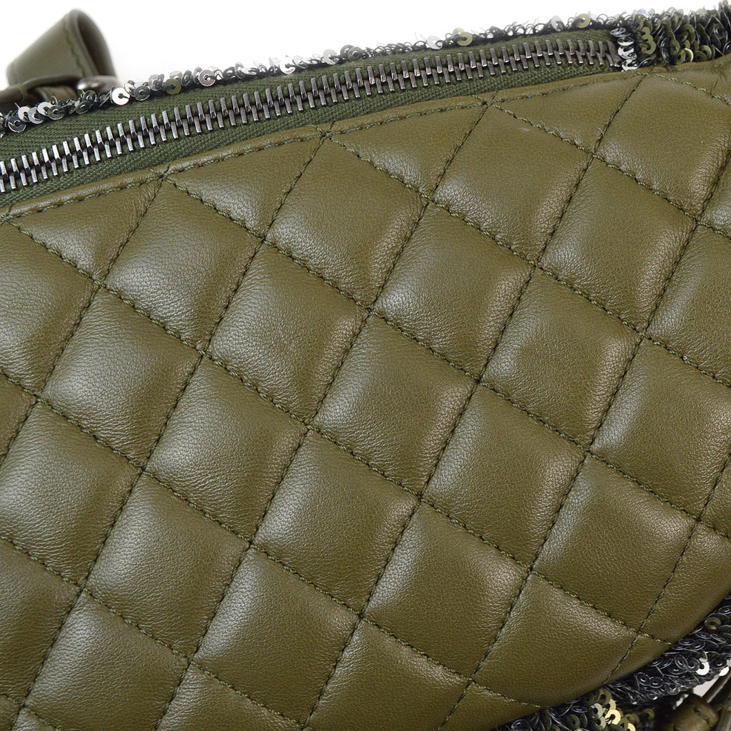 Chanel 2017 Khaki Sequins Coco Cuba Waist Bum Bag