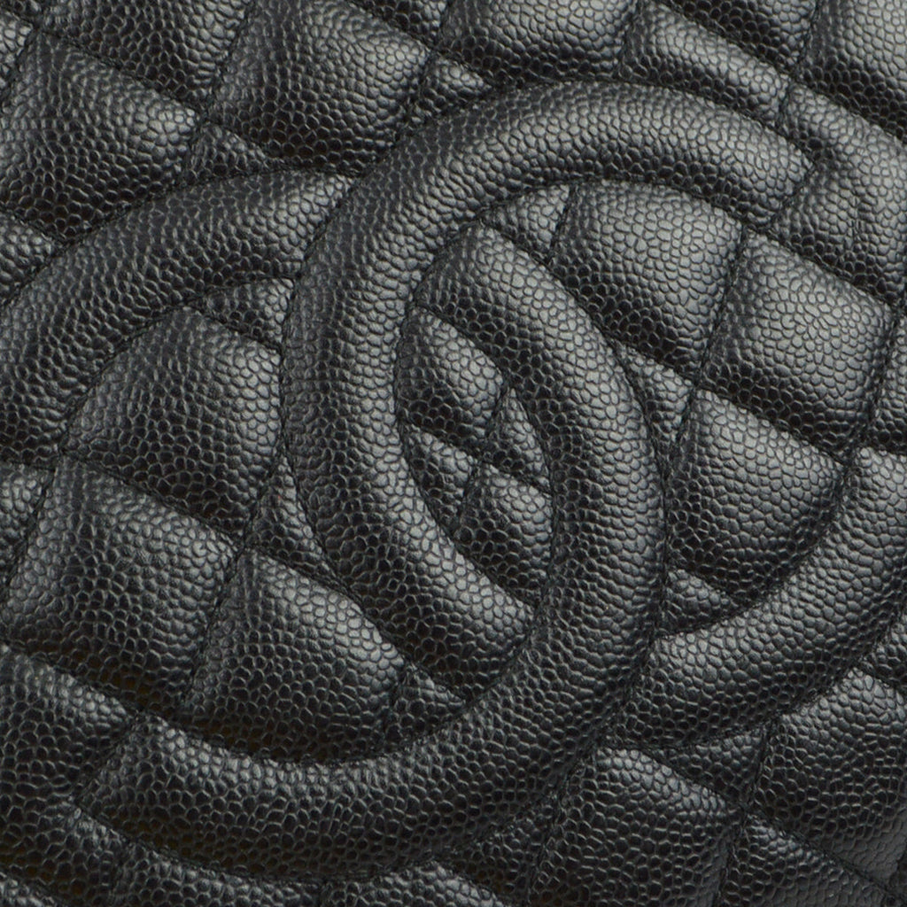 Chanel 2011 Black Caviar Grand Shopping Tote GST Chain Handbag