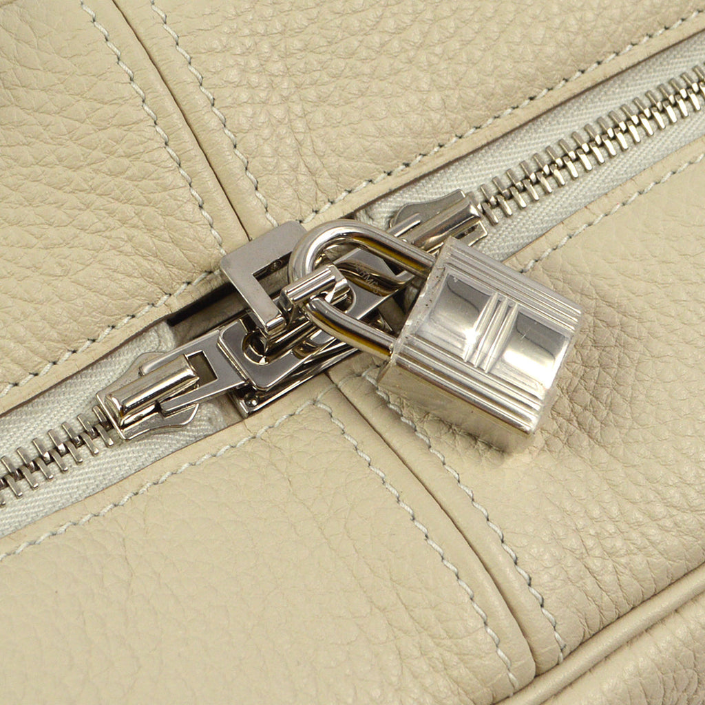 Hermes 2015 Craie Taurillon Clemence Victoria 35 Handbag