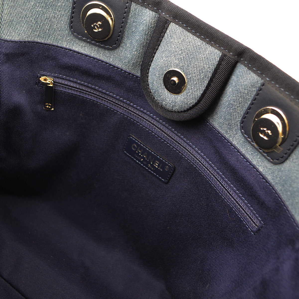 Chanel 2017 Blue Denim Small Deauville Tote Shoulder Bag