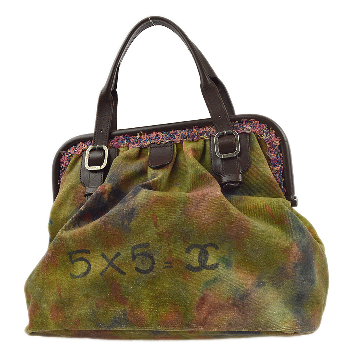 Chanel 2015-2016 Khaki Green Canvas Graffiti On The Pavement Tote Handbag