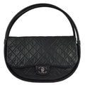 Chanel Black Lambskin Hula Hoop Large Handbag