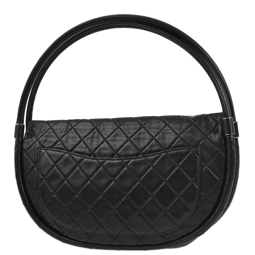 Chanel Black Lambskin Hula Hoop Large Handbag
