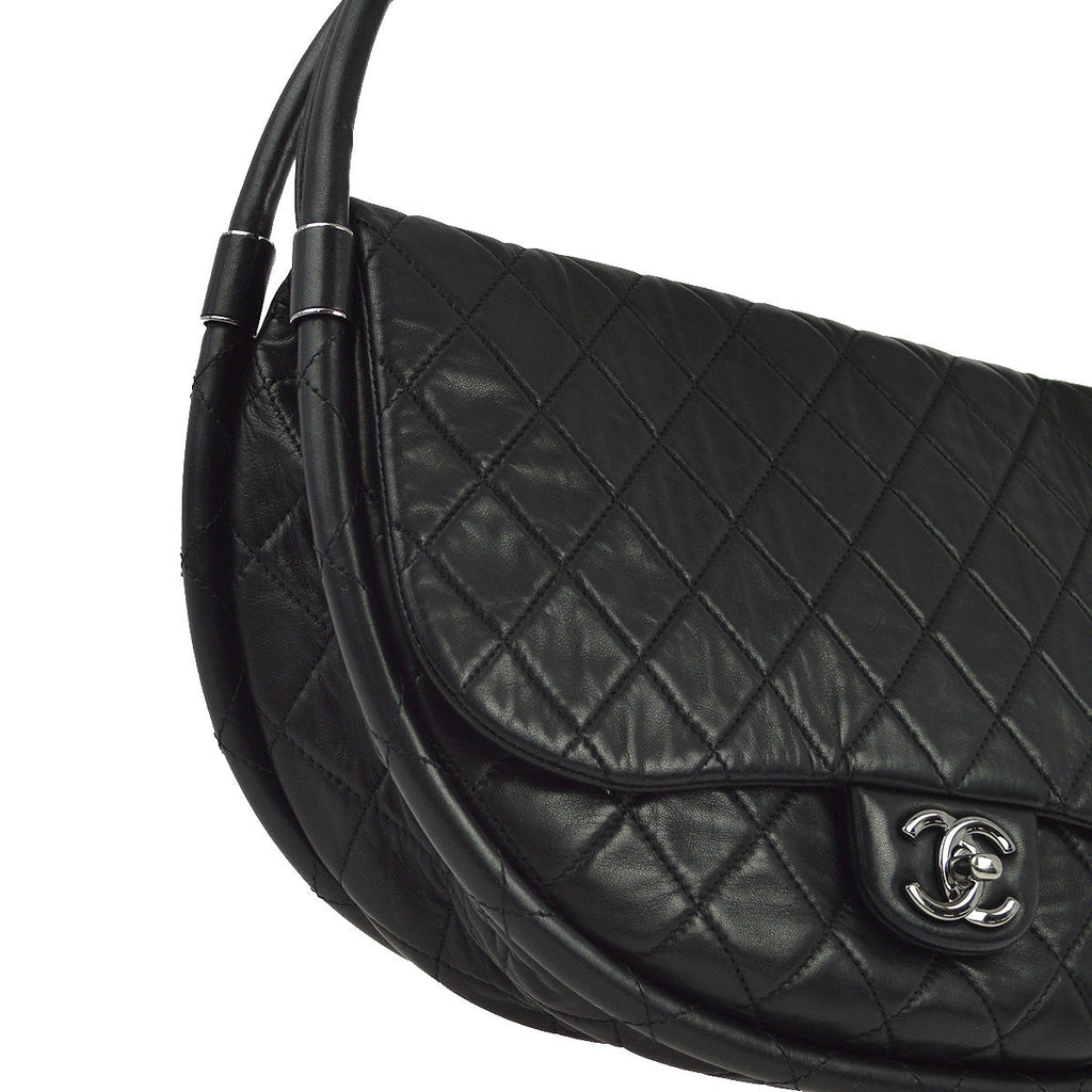 Chanel Black Lambskin Hula Hoop Large Handbag