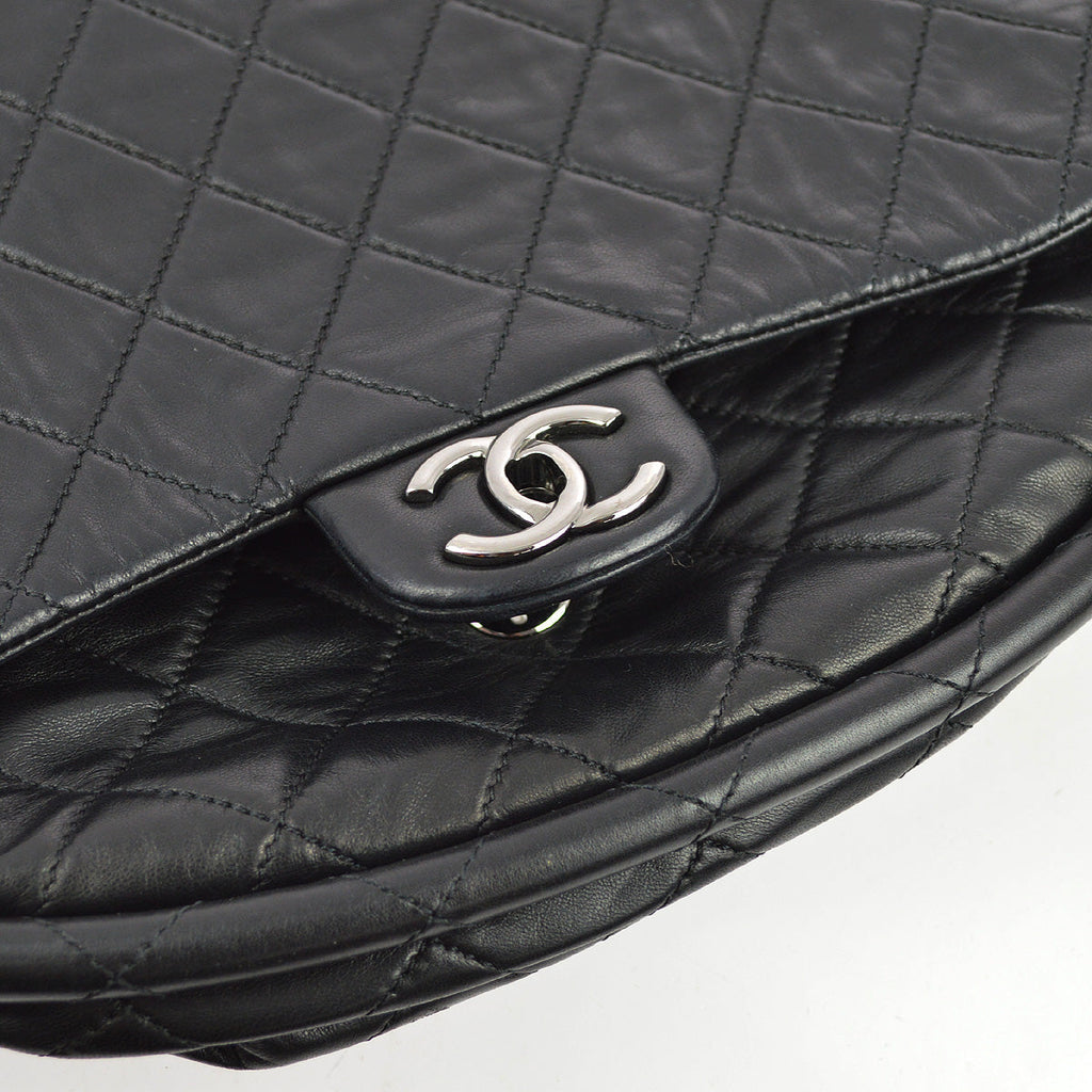 Chanel Black Lambskin Hula Hoop Large Handbag