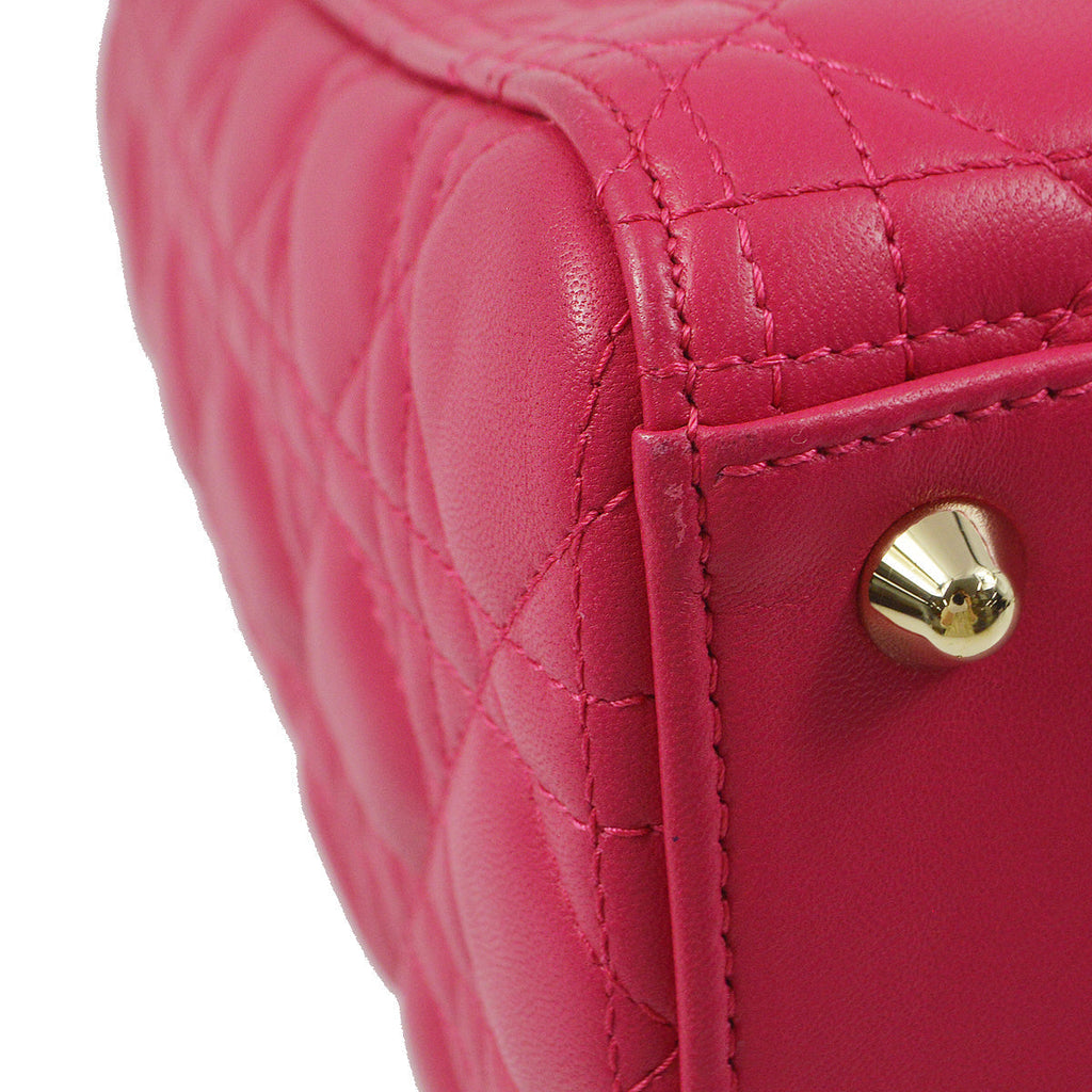 Christian Dior 2014 Pink Lambskin Lady Dior Cannage 2way Handbag