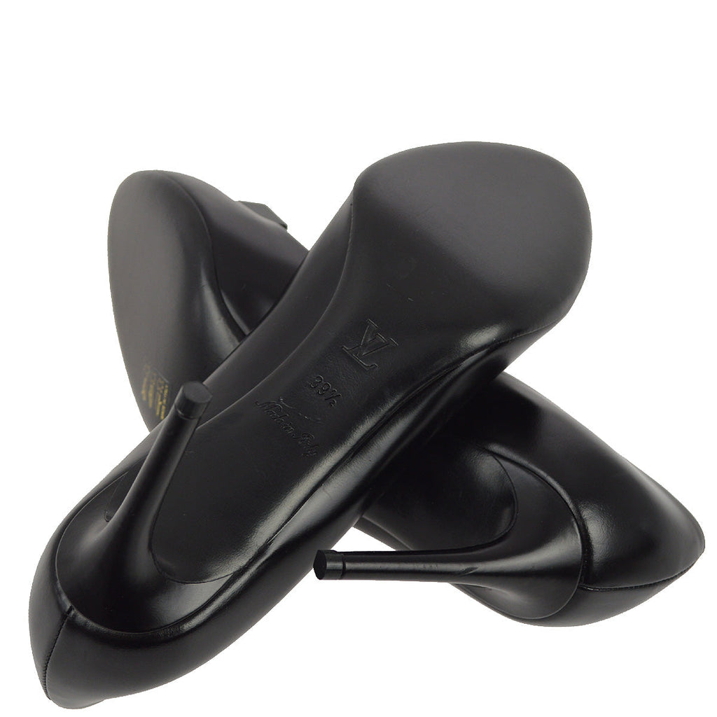 Louis Vuitton Black Calfskin Cube Pumps NL1103M #39 1/2