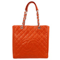 Chanel 2012 Orange Caviar Petite Shopping Tote XL PST Tote Handbag