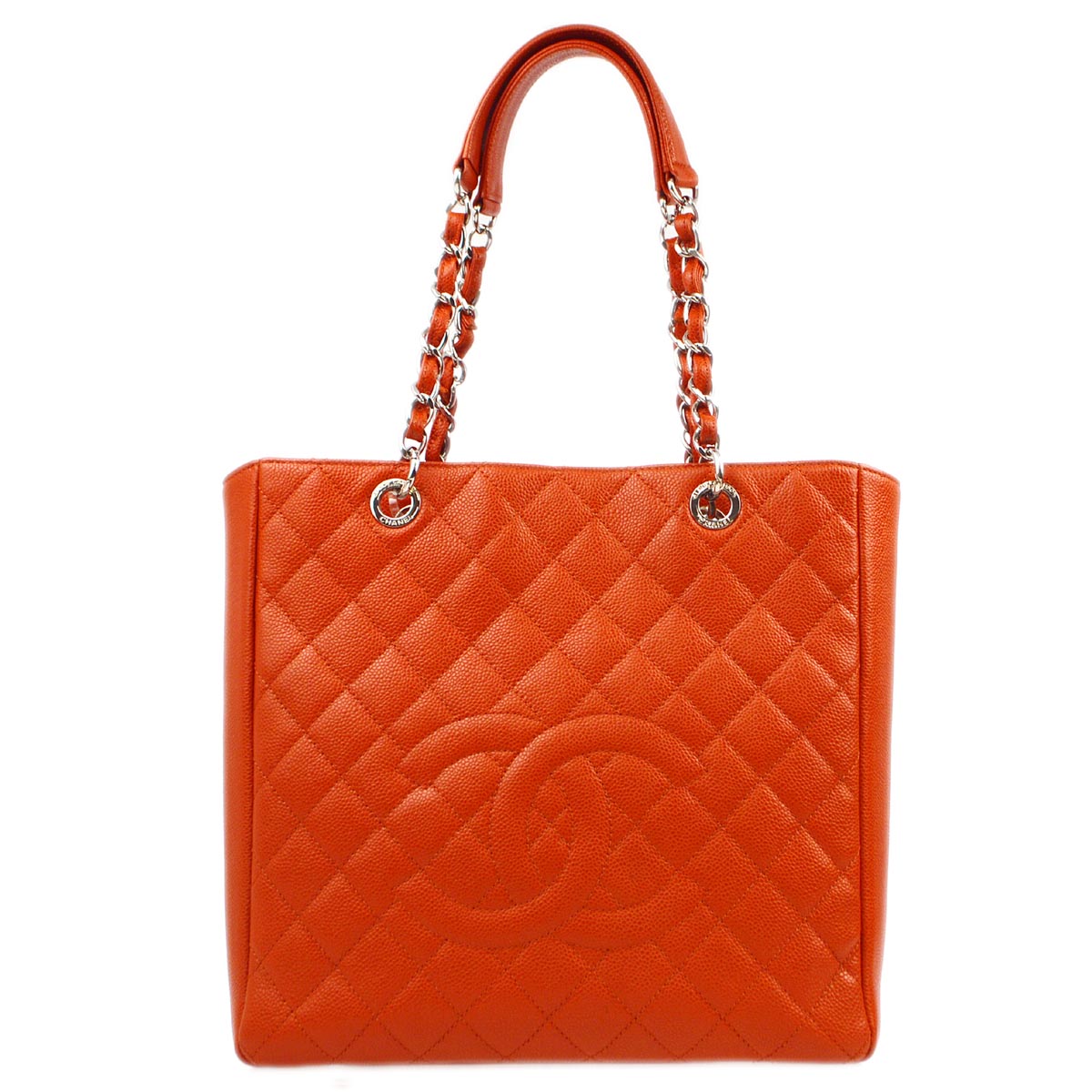 Chanel 2012 Orange Caviar Petite Shopping Tote XL PST Tote Handbag