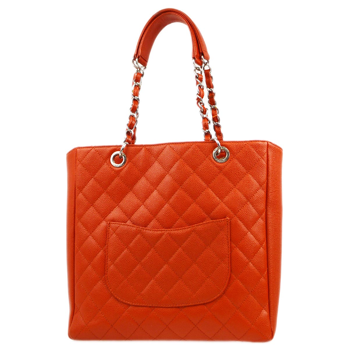 Chanel 2012 Orange Caviar Petite Shopping Tote XL PST Tote Handbag