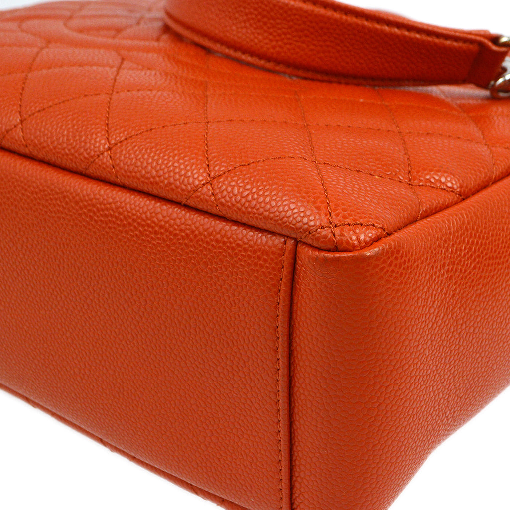 Chanel 2012 Orange Caviar Petite Shopping Tote XL PST Tote Handbag