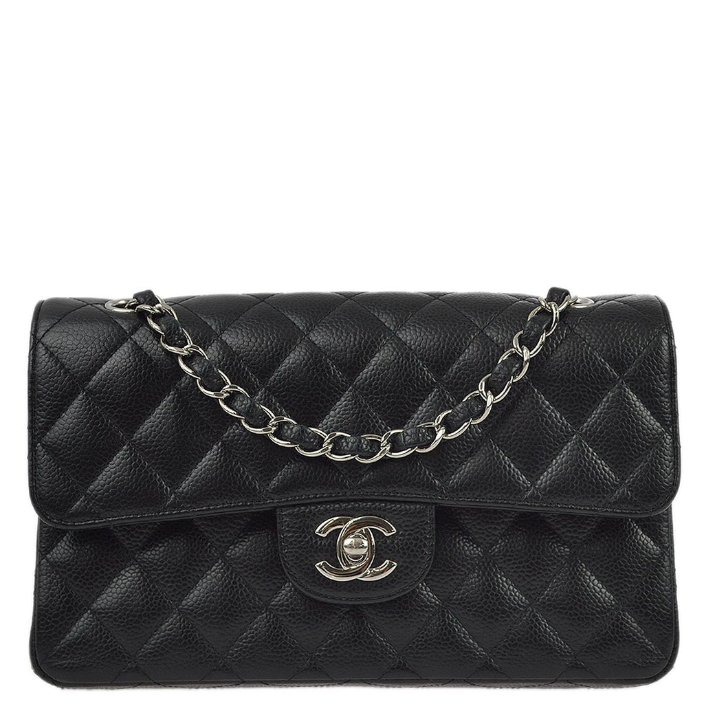 Chanel 2010-2011 Black Caviar Small Classic Double Flap Shoulder Bag