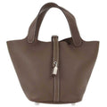 Hermes 2017 Etoupe Taurillon Clemence Picotin Lock 18 PM Handbag