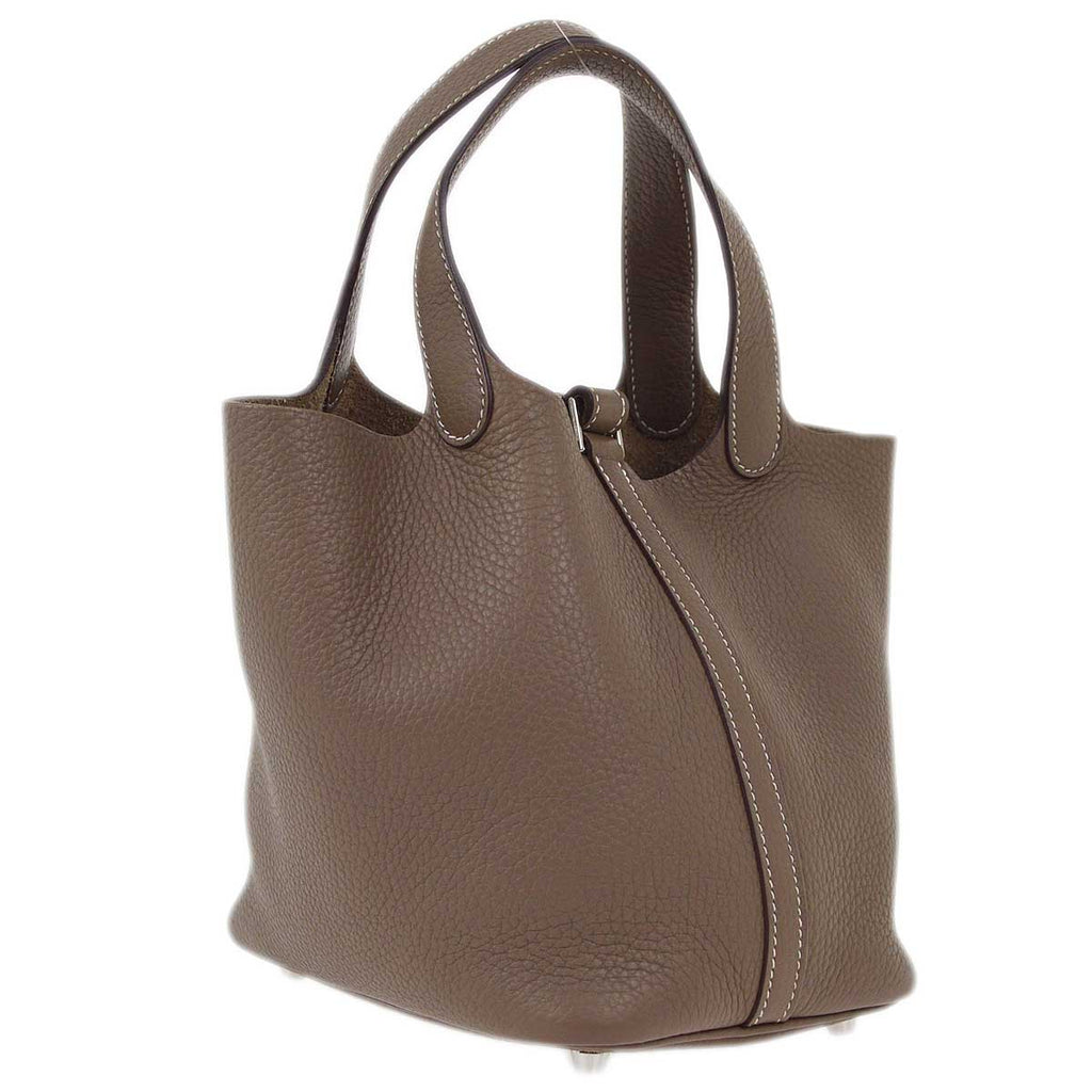 Hermes 2017 Etoupe Taurillon Clemence Picotin Lock 18 PM Handbag