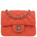 Chanel 2019 Orange Caviar Mini Classic Square Flap Shoulder Bag 17