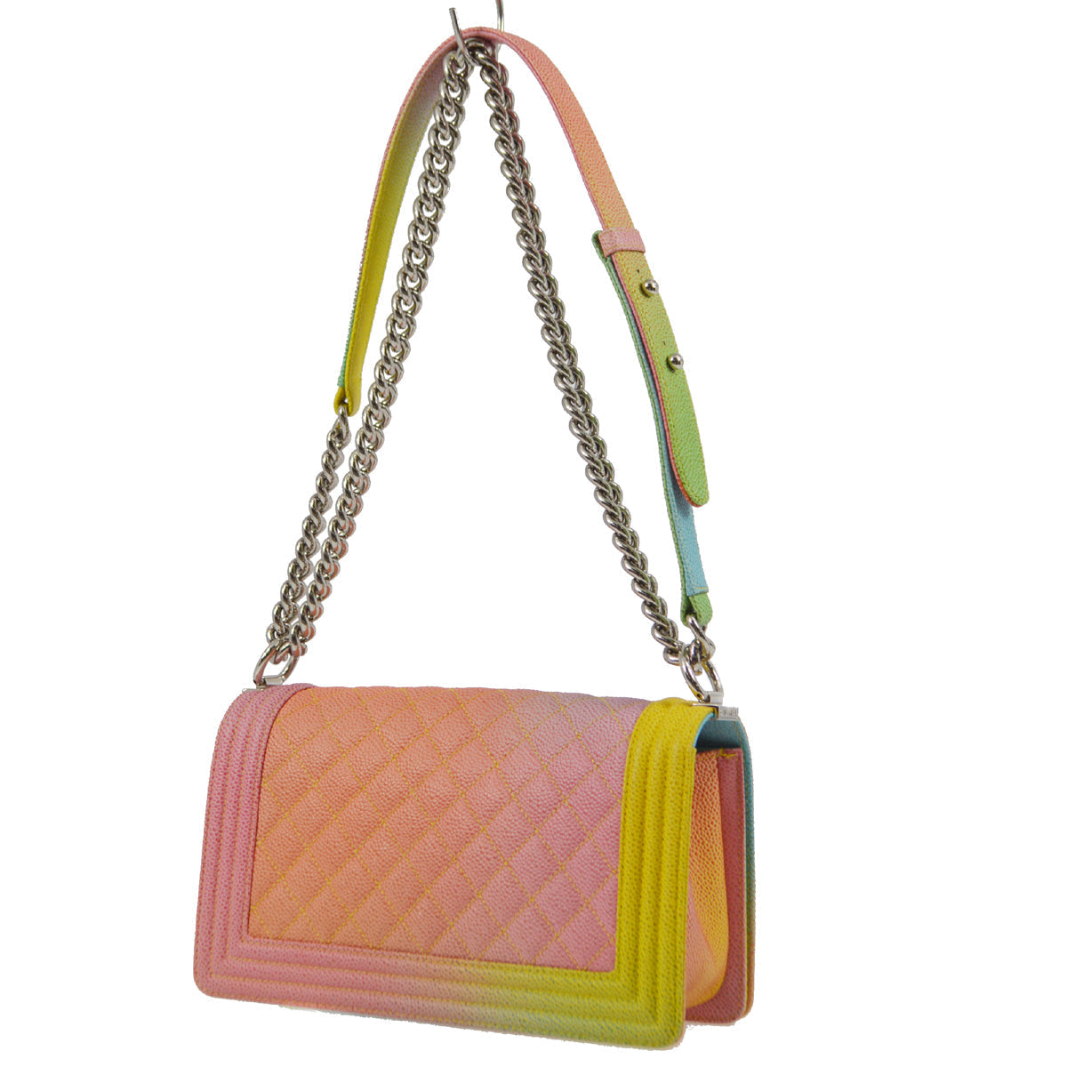 Medium Boy Chanel 2017 Multicolor Caviar Medium Chain Shoulder Bag