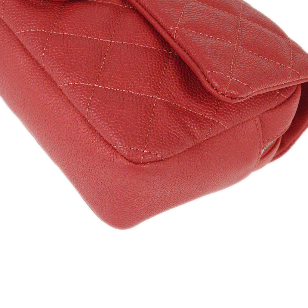 Chanel 2014-2015 Red Caviar Easy Double Chain Flap Shoulder Bag