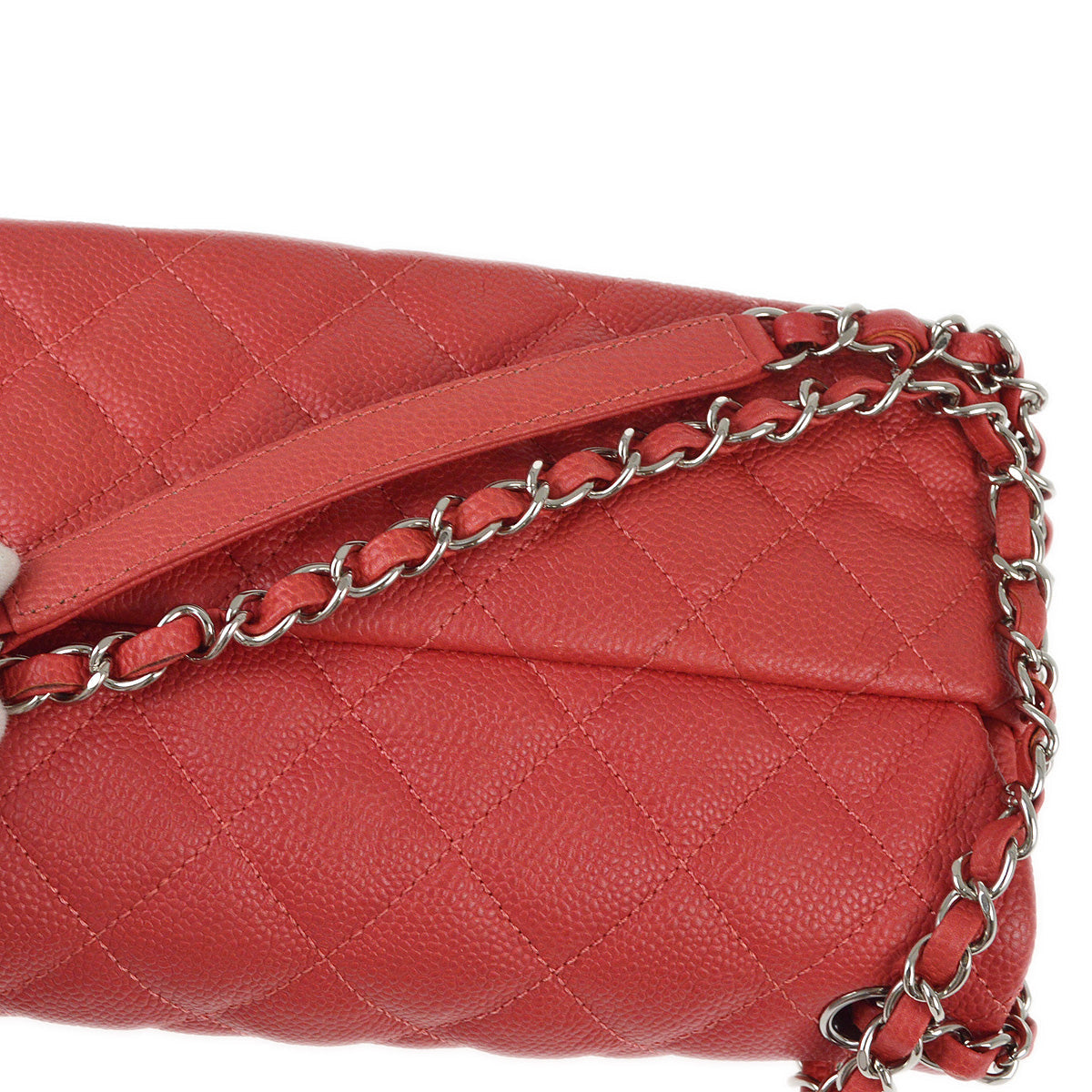 Chanel 2014-2015 Red Caviar Easy Double Chain Flap Shoulder Bag