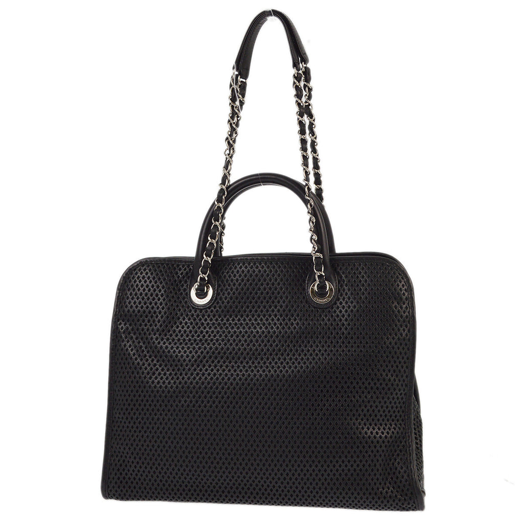Chanel 2012-2013 Black Perforated Lambskin French Riviera 2way Shoulder Handbag