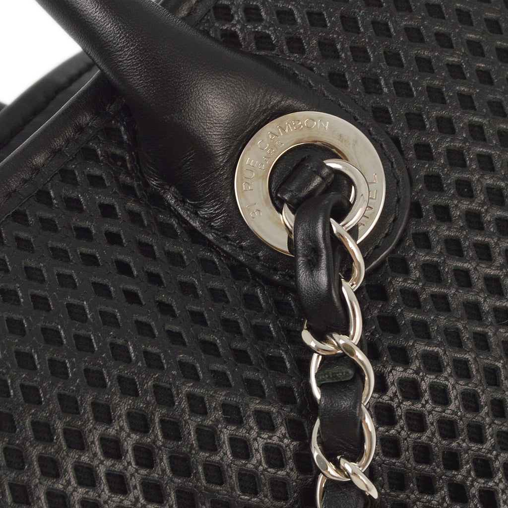 Chanel 2012-2013 Black Perforated Lambskin French Riviera 2way Shoulder Handbag