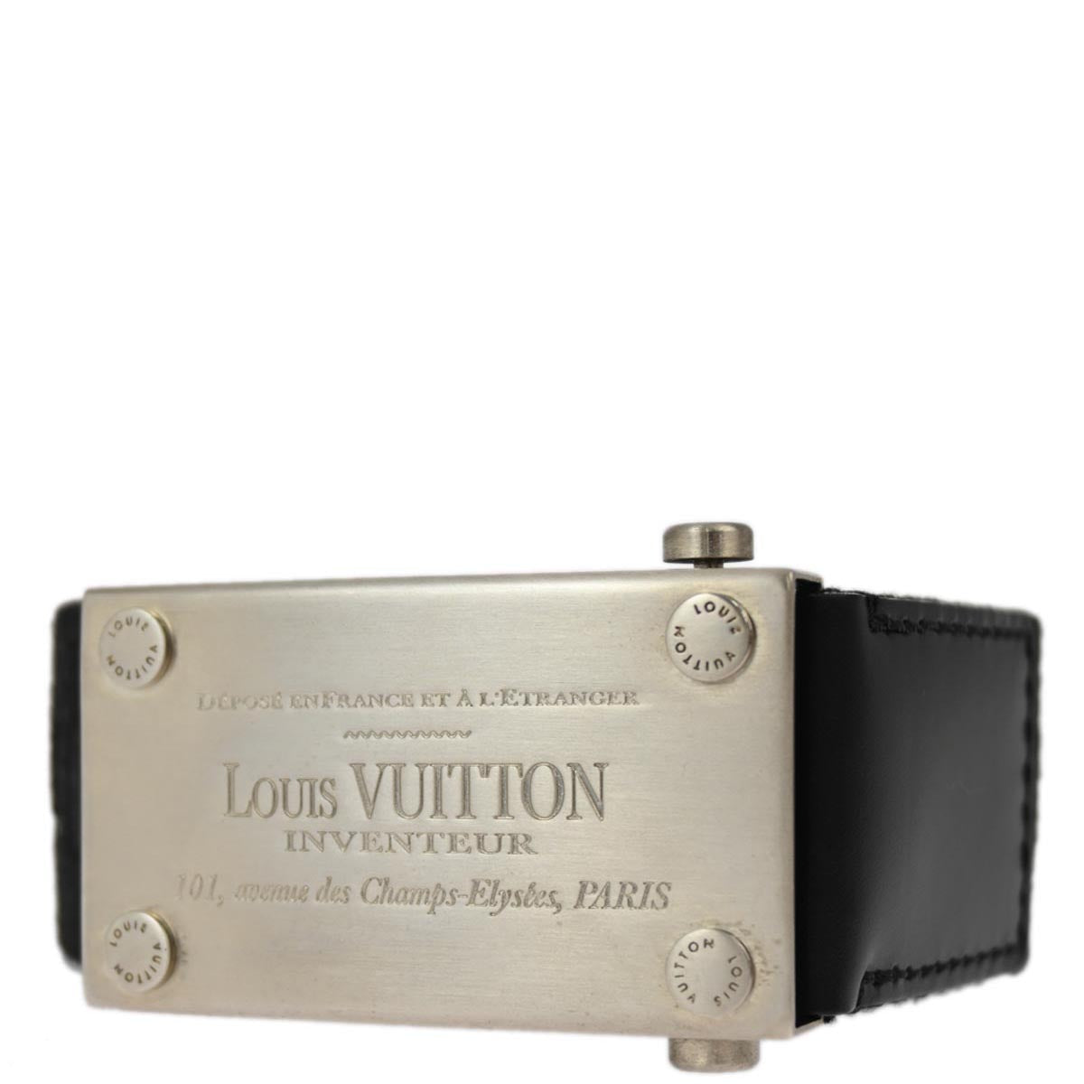 Louis Vuitton 2010 Black Ceinture Buckle Belt M9801 #85/34 Small New