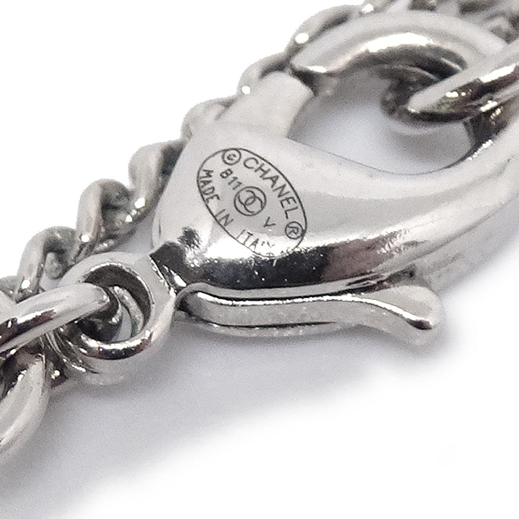 Chanel 2011 Silver Chain Necklace Pendant Rhinestone B11V