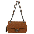 Chanel 2013-2014 Brown Calfskin Coco Sporran Double Chain Flap Bag