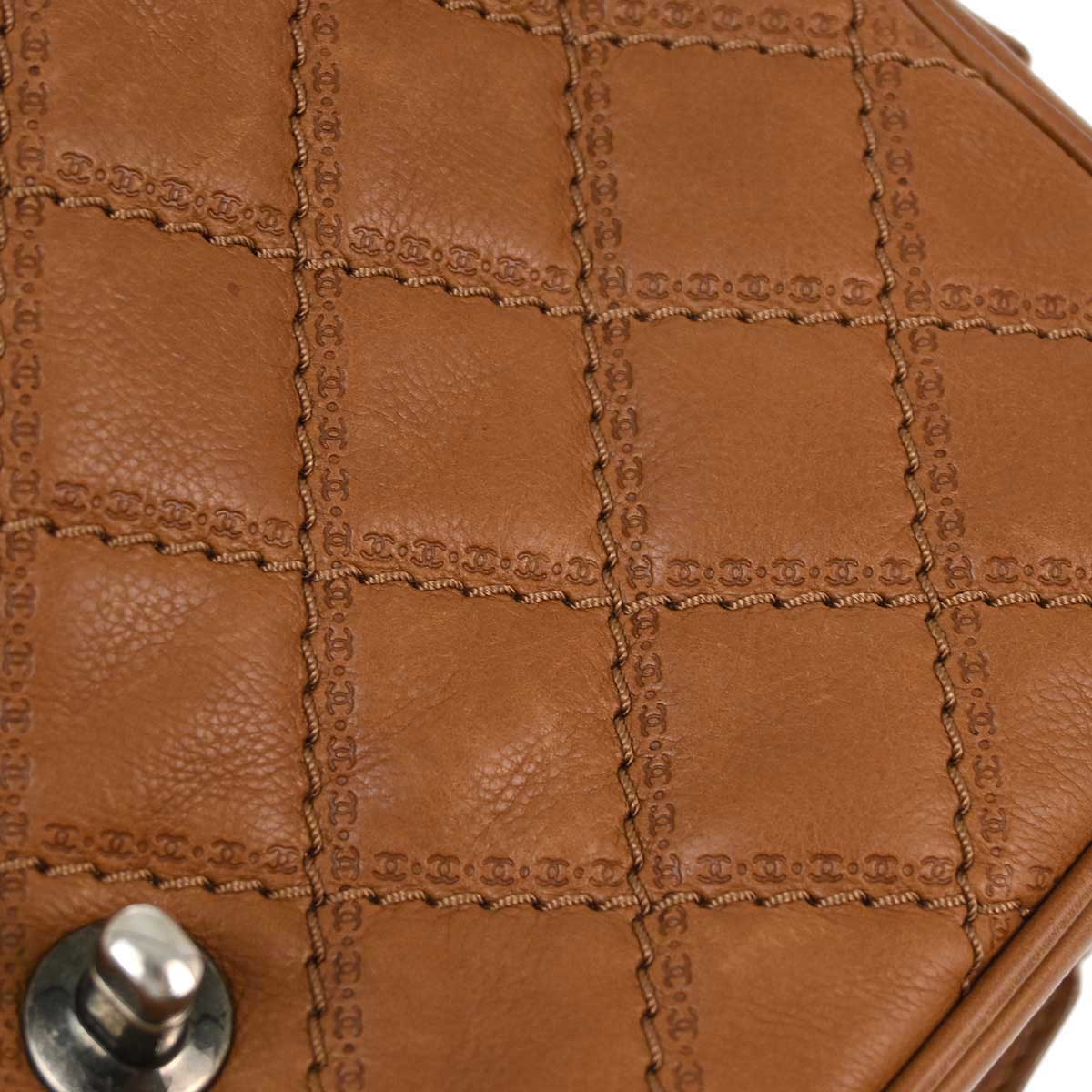 Chanel 2013-2014 Brown Calfskin Coco Sporran Double Chain Flap Bag