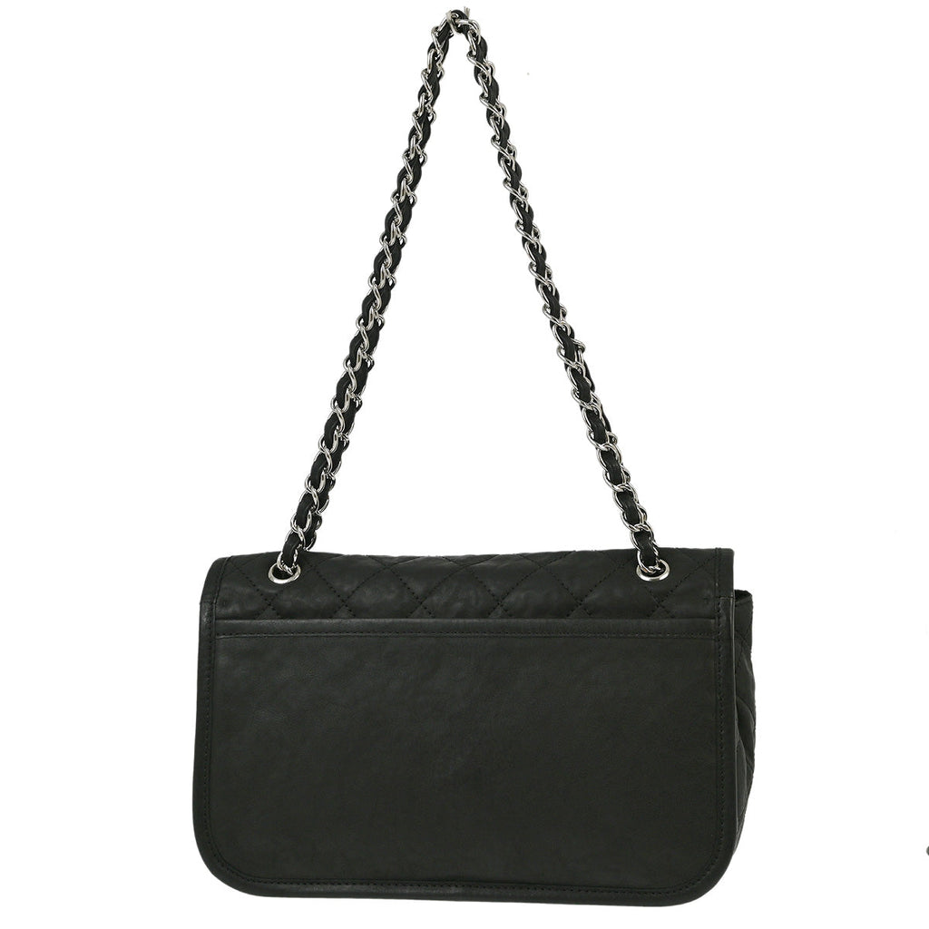 Chanel 2010-2011 Black Aged Calfskin Stitch It Double Pocket Flap Bag