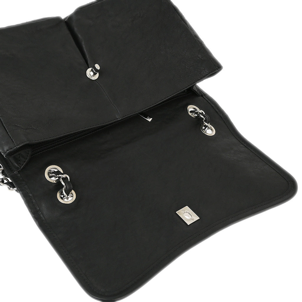 Chanel 2010-2011 Black Aged Calfskin Stitch It Double Pocket Flap Bag