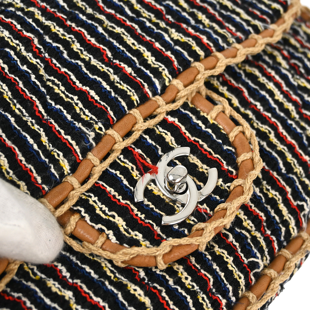 Chanel 2010-2011 Black Cotton Chain Handbag