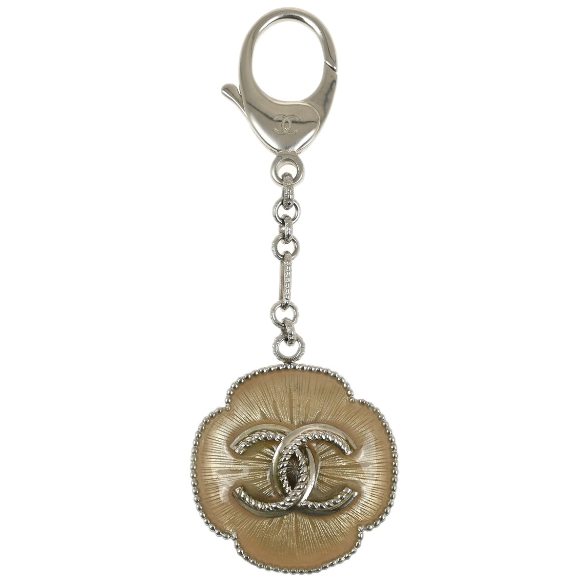 Chanel Flower Chain Key Holder Silver B15B Small Good
